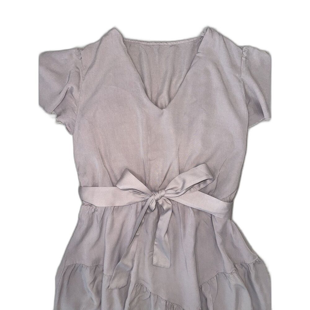 SHEIN Women's XL Dusty Mauve 100% Viscose Flutter Sleeve Tie Waist Mini Dress - Picture 7 of 8